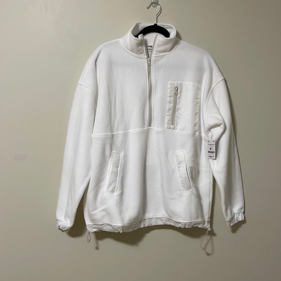Ardene - Oversized Polar Fleece Half Zip Sweatshirt - White - Small - Picture 2 of 5